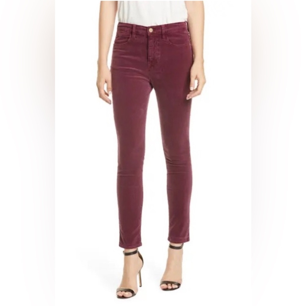 FRAME Le High Skinny Jeans Bordeaux Corduroy‎ Size 27 Ankle Length High Waist